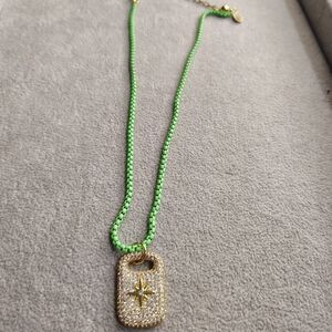 Green and Gold Pendant Necklace
